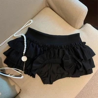 Sweet Puffy Cake Women Skirts Korean Fashion Ruched Ruffle Mini Skirt Campus Harajuku Casual Versatile Elastic Waist Solid Skirt - Image 4
