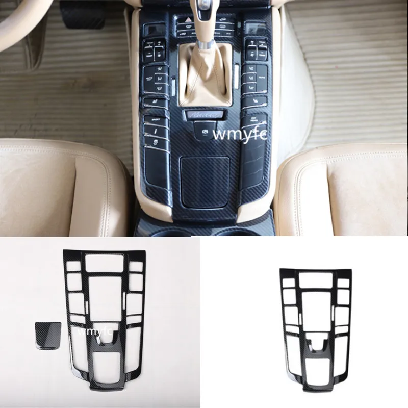 

Car interior decoration moulding Carbon Fiber Central Gear Panel Control Panel decal Stickers accessories For porsche macan