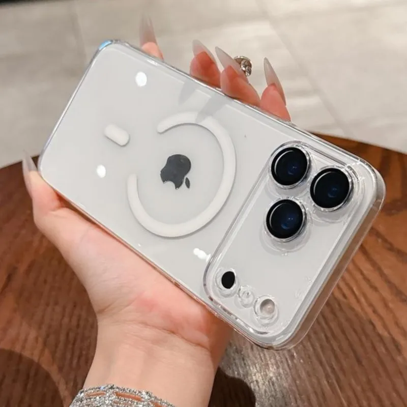 Luxury Clear Hard Plastic Ultra Thin MagSafe-Enabled Case with Camera Protection Cover