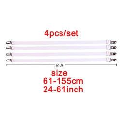 Elastic Bed Sheet Fastener Set - Adjustable Mattress Cover Gripper Holders (4-Pack) (61cm-white)