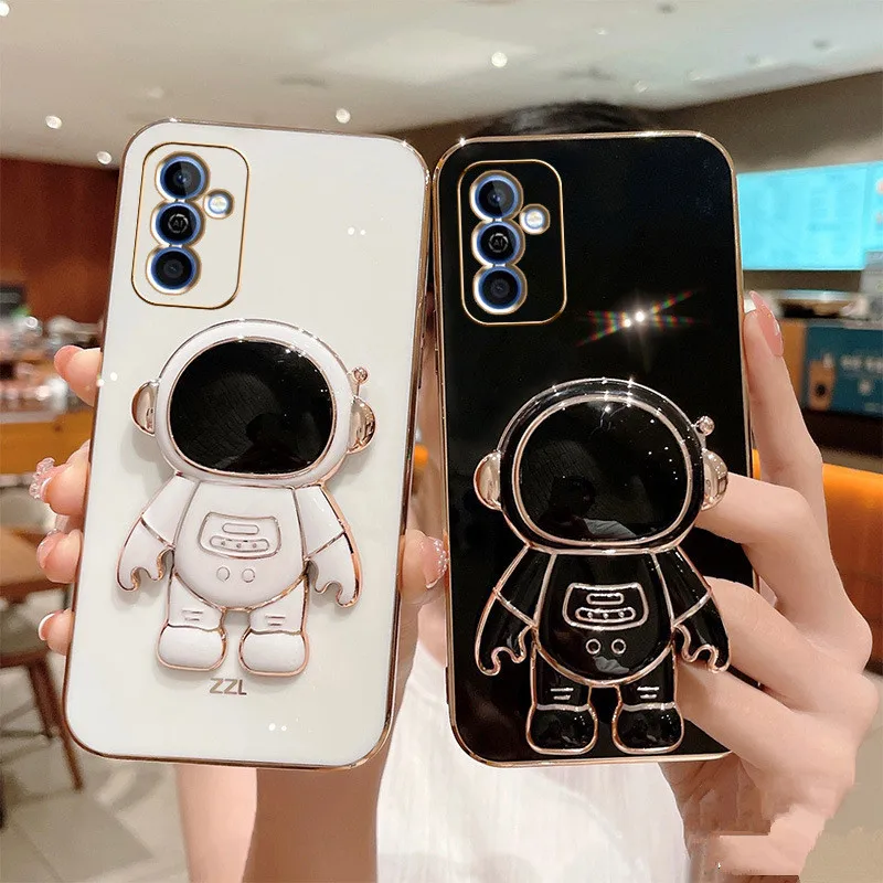 Samsung S22 Ultra S21 FE S20 S10 Plus Kaplama Astronot Katlanır Telefon Tutucu Yumuşak TPU Kapak A53 a73 a33 5 İçin Telefon Kılıfı_voghion.com