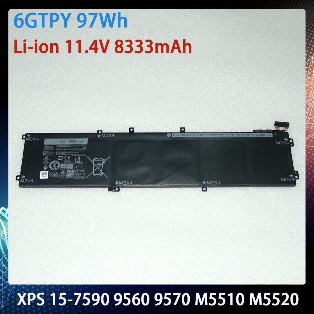 6gtpy-97whデルのxps-15-7590-9550-9560-9570-m5510-m5520ノートパソコンのバッテリー高品質高速船