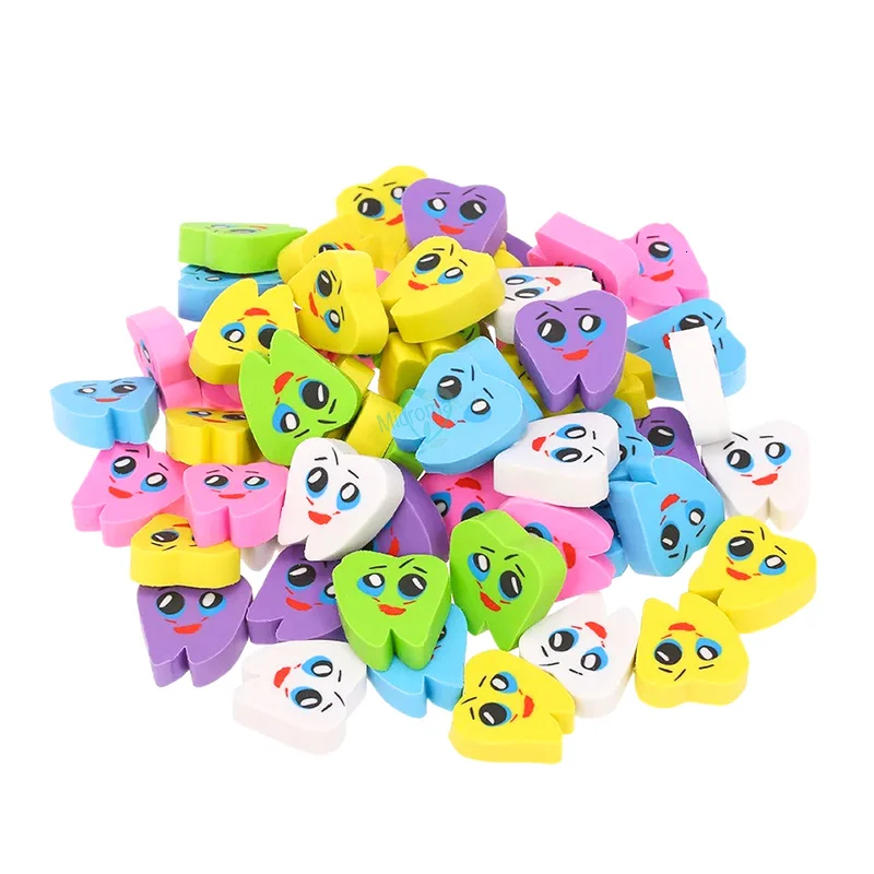 

100pcs/bag Dental Lovely Rubber Eraser Teeth Shape Erasers for Kids Gift Stationery