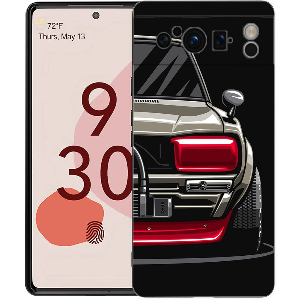 JDM Sports Cars TPU Shockproof Black Phone Case