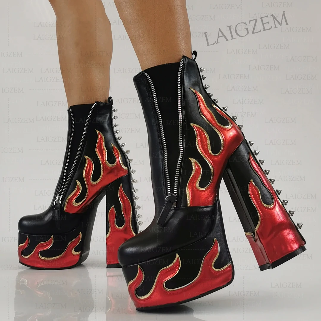 Flame Western Zip-up Heel Boot ブーツ flame boots sold on Temu