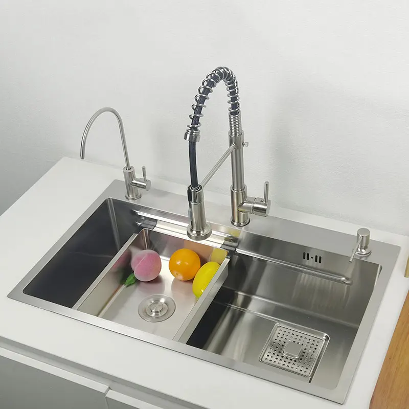 kitchen Sink 304 Stainless Steel sinks Above Counter Washing Basin with chopping board  cup washer multifunctional kitchen sink 3