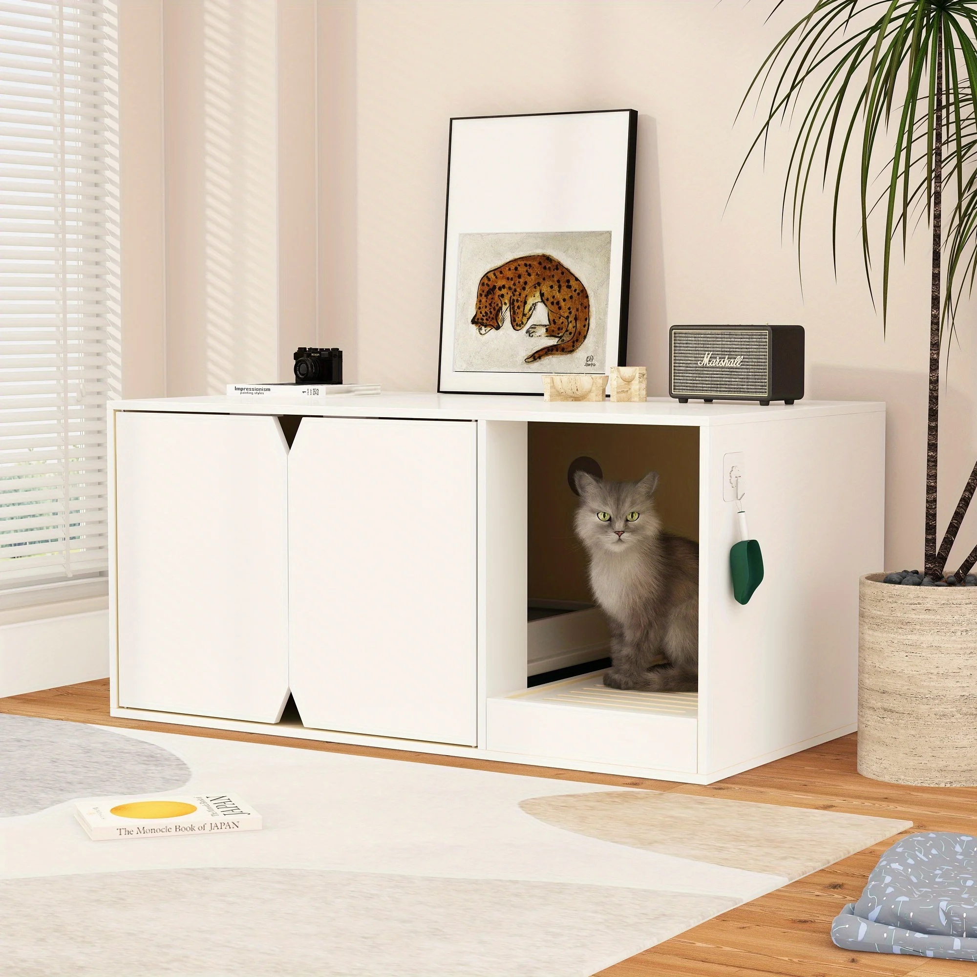 

Cat Litter Box Enclosure Furniture, Stackable Washroom Bench With Cat Litter Catch, Indoor Cat Cabinet For Living Room Imas supe