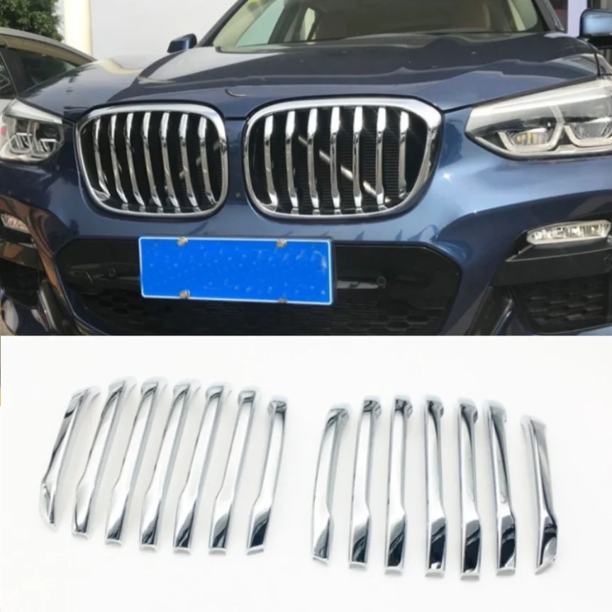 

ABS Chrome Front Center Grill Grid Grille Cover Trim 14pcs For X3 G01 X4 G02 2018 2019 Car Styling Accessories