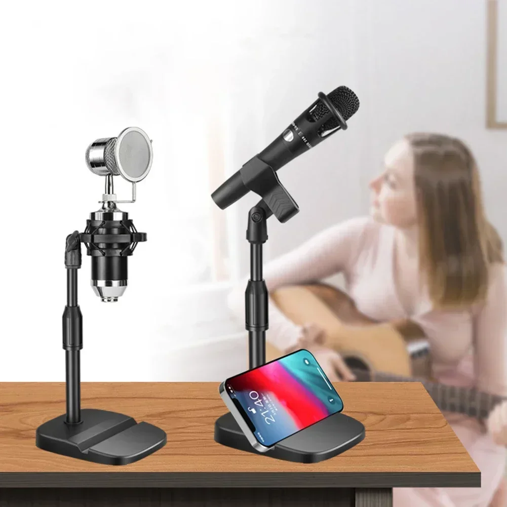 Microphone stand desktop tripod adjustable mic clip holder