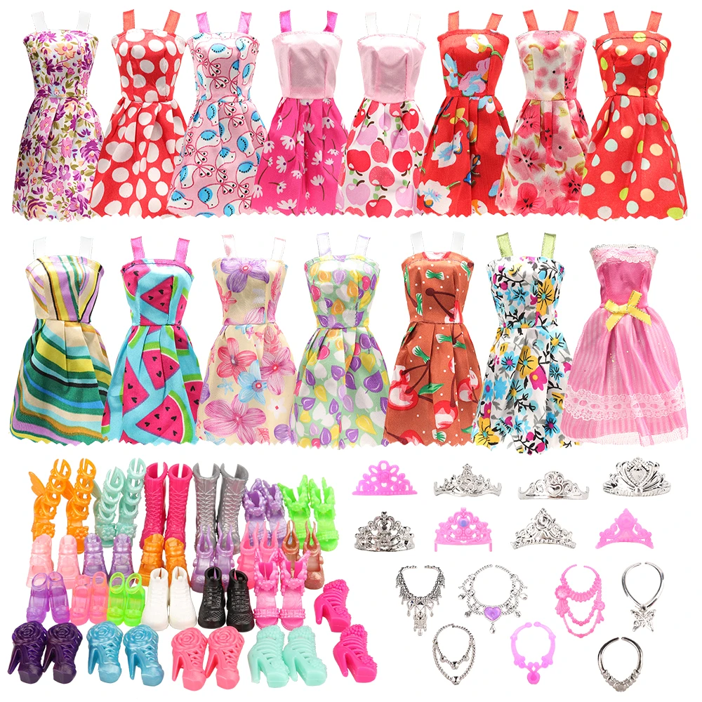 Conjunto de ropa y accesorios para muñeca Barbie, conjunto de 32 unids/set, 10 vestidos + 10 zapatos + 6 + 6 collar, muñeca de 11,5 pulgadas, juguetes para niños| | - AliExpress