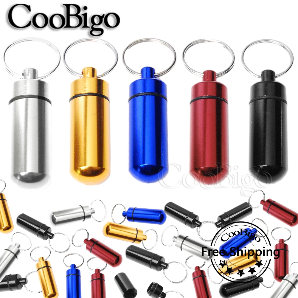 Keychain Keyring Pill Box Case Emergency Drug Holder Key Pendant Bottle