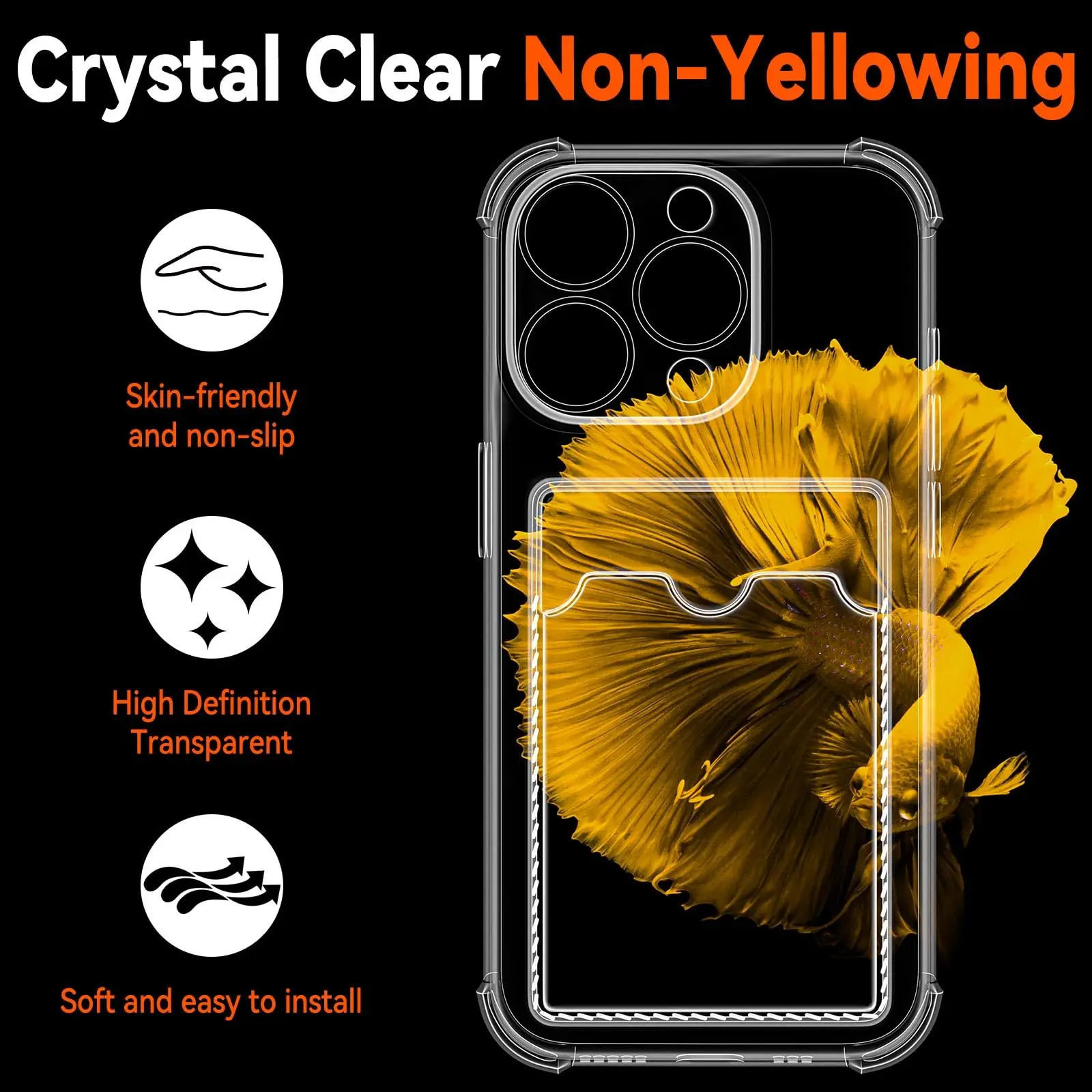 Transparent Shockproof Card Holder Wallet Case - Soft Silicone TPU Back Cover
