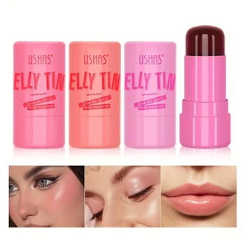 4 Colors Jelly Blush Stick Lip Balm Eyeshadow 3-in-1 Multi-Use Matte Blush Moisturize Brighten Lip Gloss 1