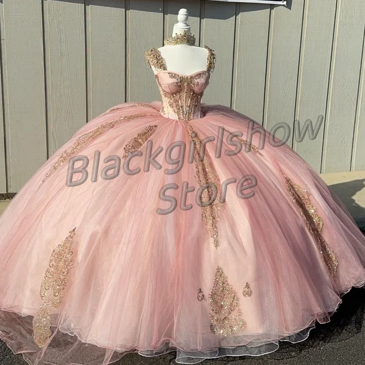 

Pink Luxury Elegant 15 Dress Sparkling Sheath Camisole Dreamy Crystal Applique Quinceanera Dresses 2024