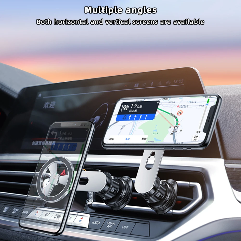 Alloy Magnetic Car Phone Holder Anti-shake Mobile Phone Bracket For SUVs Vehicle
