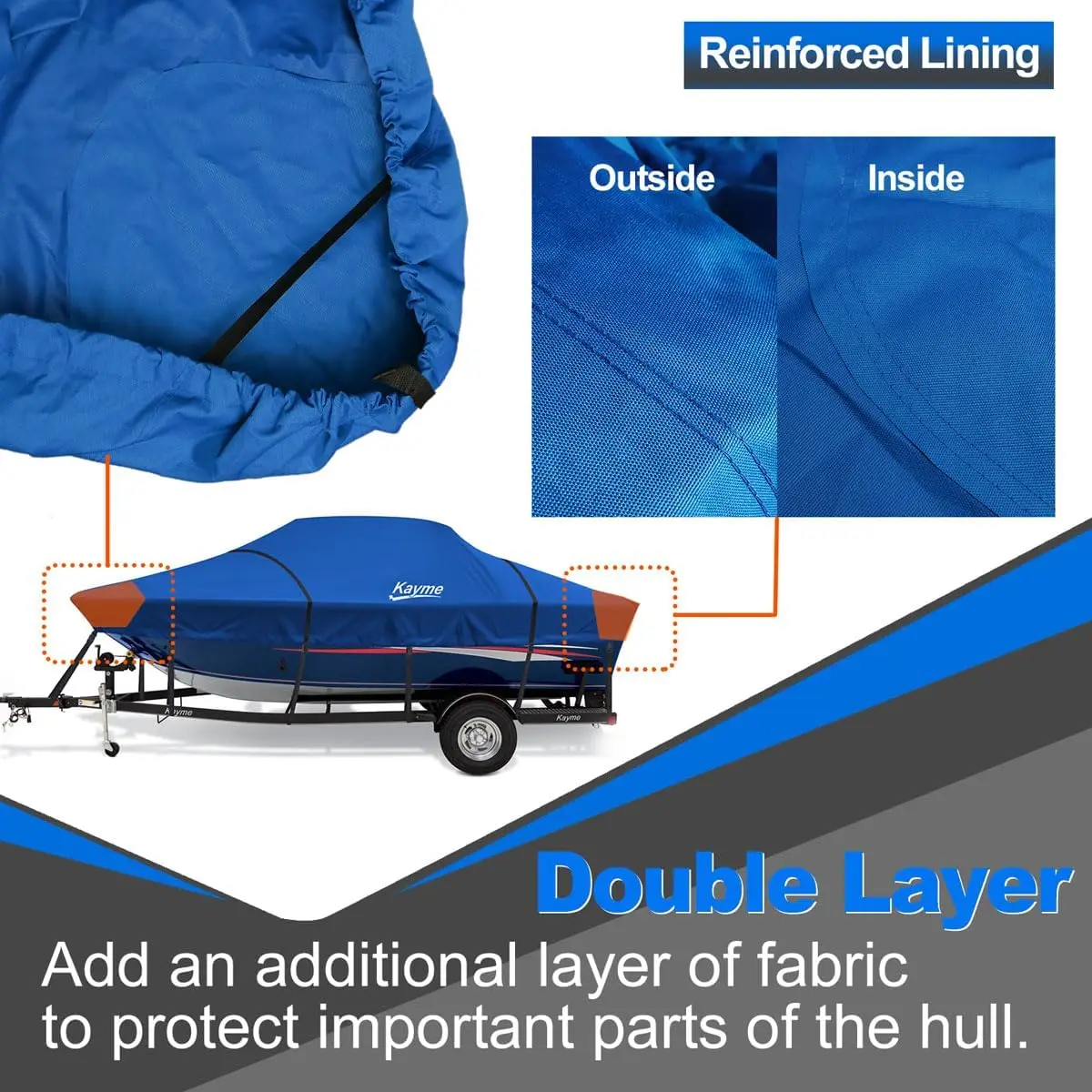 900D Heavy Duty Boat Cover, Waterproof and Tear Resistant Boat Canvas, Tarps with Windproof Straps. Length 20-22ft