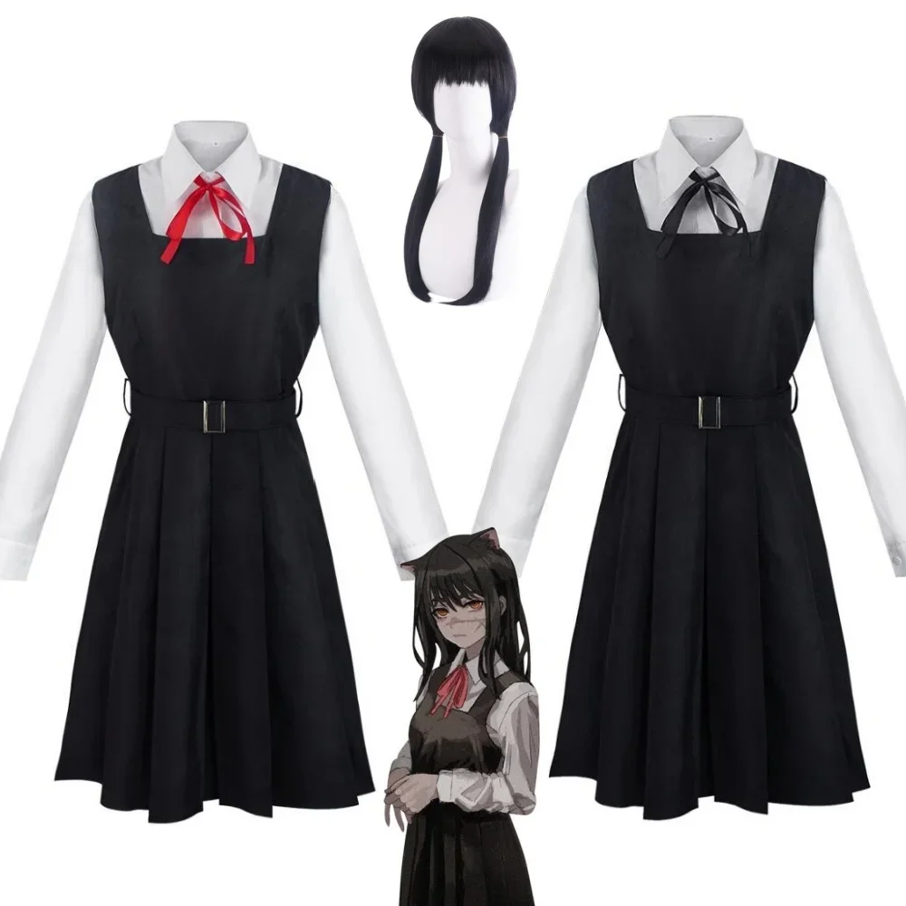 

Anime Chainsaw Man Mitaka Asa Makima Cosplay Costume Wig Women School Uniform Dress Shirt Belt Bow Tie Sock Suit Halloween