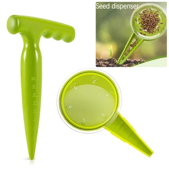 12pcs/set Gardening Tools Set Adjustable Handheld Seed Dispenser & Puncher Plant Label Manual Plastic Seeder for Small Planters