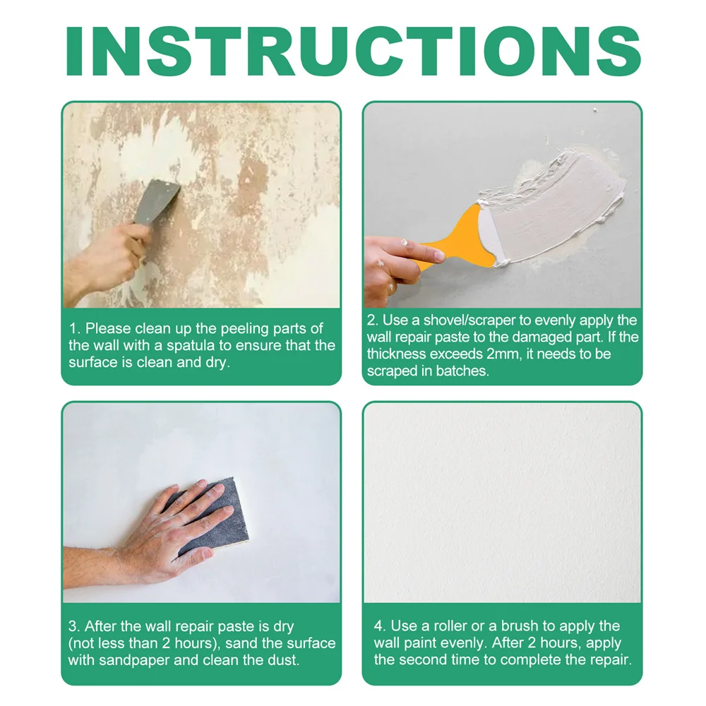 Description Picture 6 of item100g Wall Repair Paste with Scraper Tools Wall Crack Nail Repair Agent Multi-purpose Wall Crack Filler Wall Mending Agent Cream