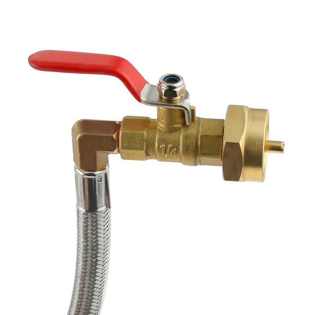 6Ft Qcc1 Gázcsatlakozás Propán Újratöltési Adapter Hosszabbító Tömlő Világító Mérőeszközökkel, Off-Off Vezérlőszeleppel 1 Font Gáztartályhoz - Image 4