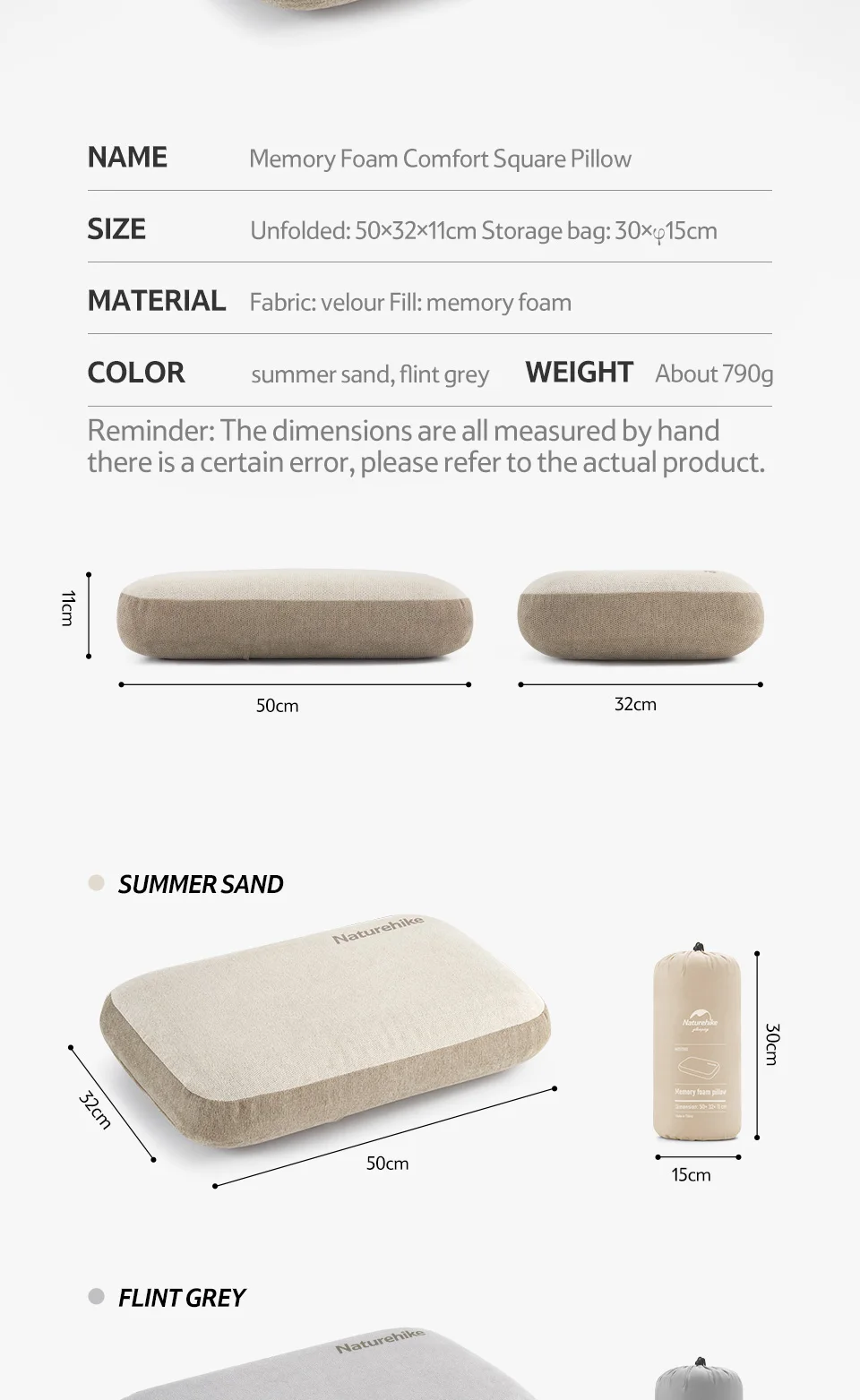 Nature hike Camping Kissen ultraleichte faltbare Memory Foam Schlaf kissen Outdoor tragbare Lagerung Reise flugzeug Strand kissen – Detail 7