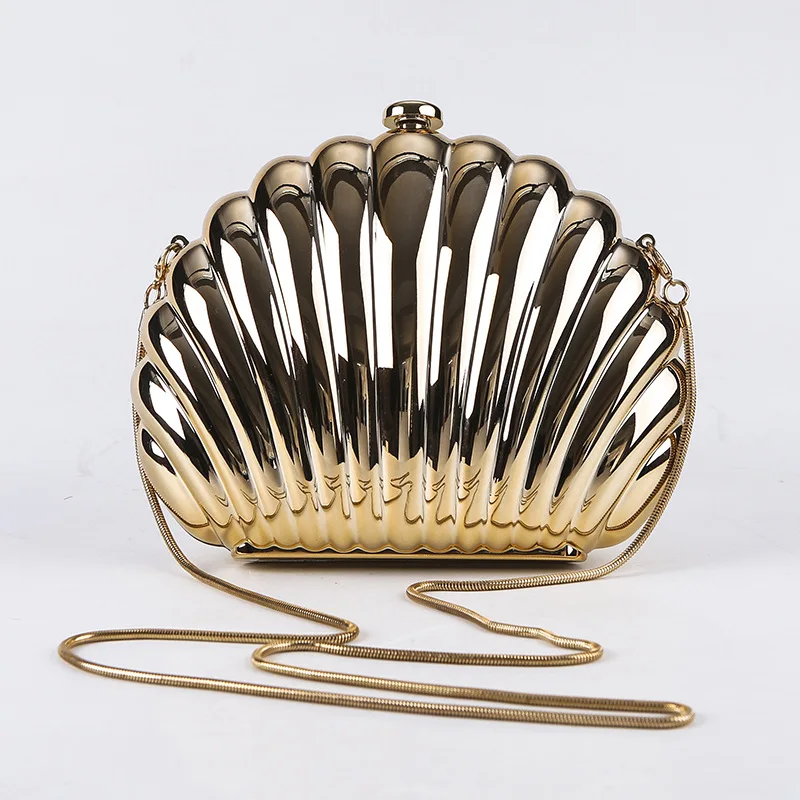 Acrylic Seashell Handbags Metal Snake Chain Shoulder Crossbody Bag For Women Fashion Box Clutches Wedding Party Evening Bag