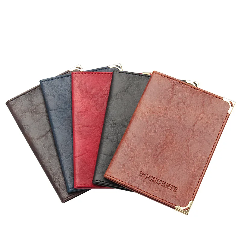 Passport holder Women Men Passport Holder Bags Wallet Vintage Pu Leather Passport Cover Documents Card Bag Auto Driver License Cover Bags Pouch