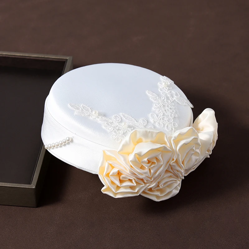 Bride Super Xian Sen Series Satin Embroidered Flower Hat Wedding Studio Headwear Photography and Makeup Design Accessories