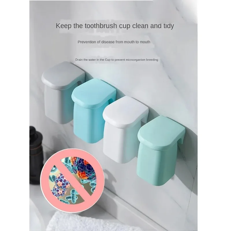 Japanese Style Minimalist Magnetic Mouthwash Cup Wall Mounted Toothbrush Storage Rack Brushing Cup Washing Dental Jar 1-4PCS