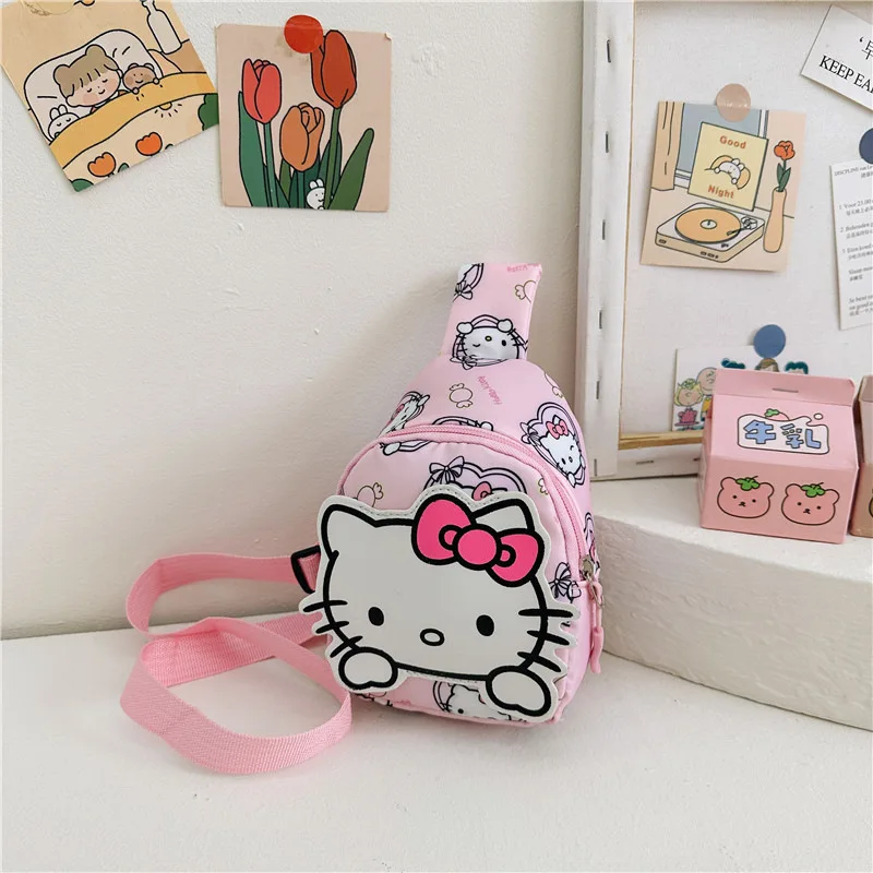 Kawaii Sanrio Hello Kitty Chest Bag Crossbody Bags Kuromi My Melody Cinnamoroll Messenger Shoulder Handbag for Women Toys Girls