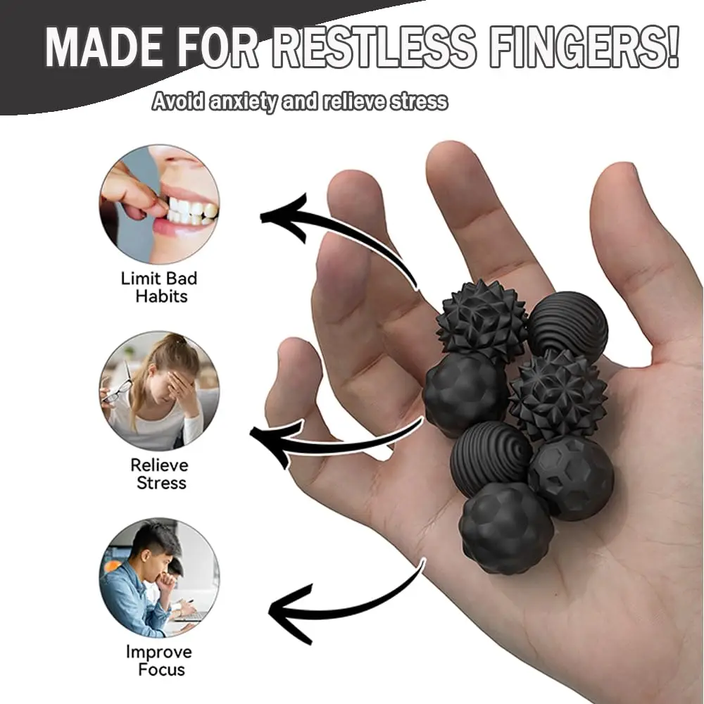 Magnetic Sensory Stress Relief Balls with Textured Silicone Shell