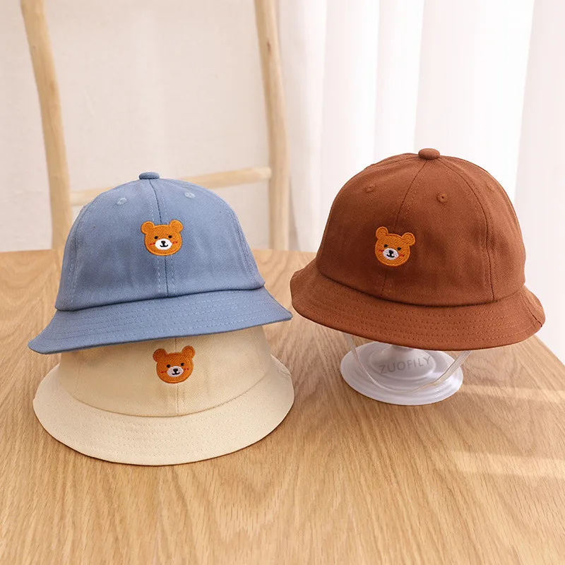 ergo baby accessories Baby Bucket Hat Kids Cartoon Cute Bear Embroidery Sun Hats  Soft Cotton Outdoor Children Fisherman Panama Cap Infant Summer Caps child safety seat