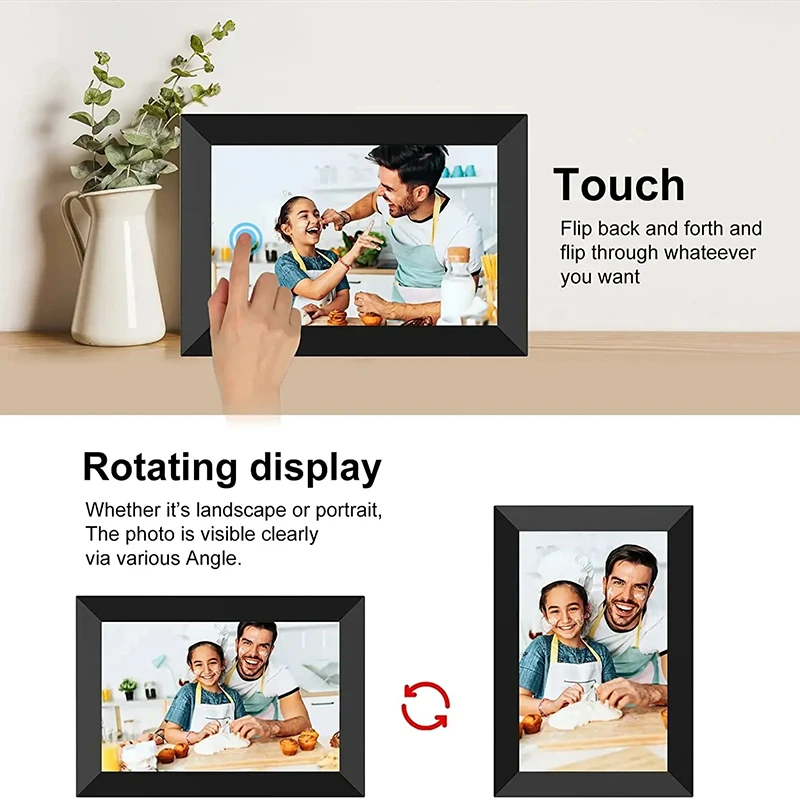 Frameo 10.1 Inch Digital Picture Frame WiFi Smart Cloud Photo Frame 32GB Image Album Video Frames IPS HD Touch Screen APP