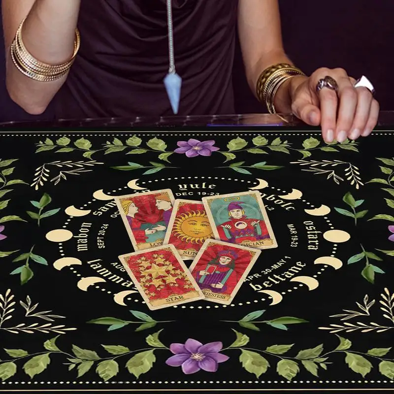 Tarots Tablecloth Astrology Mat Tarot Card Rune Divinations Table Cover Psychic Tablecloth 75x75cm For Pagan Astrology Reading