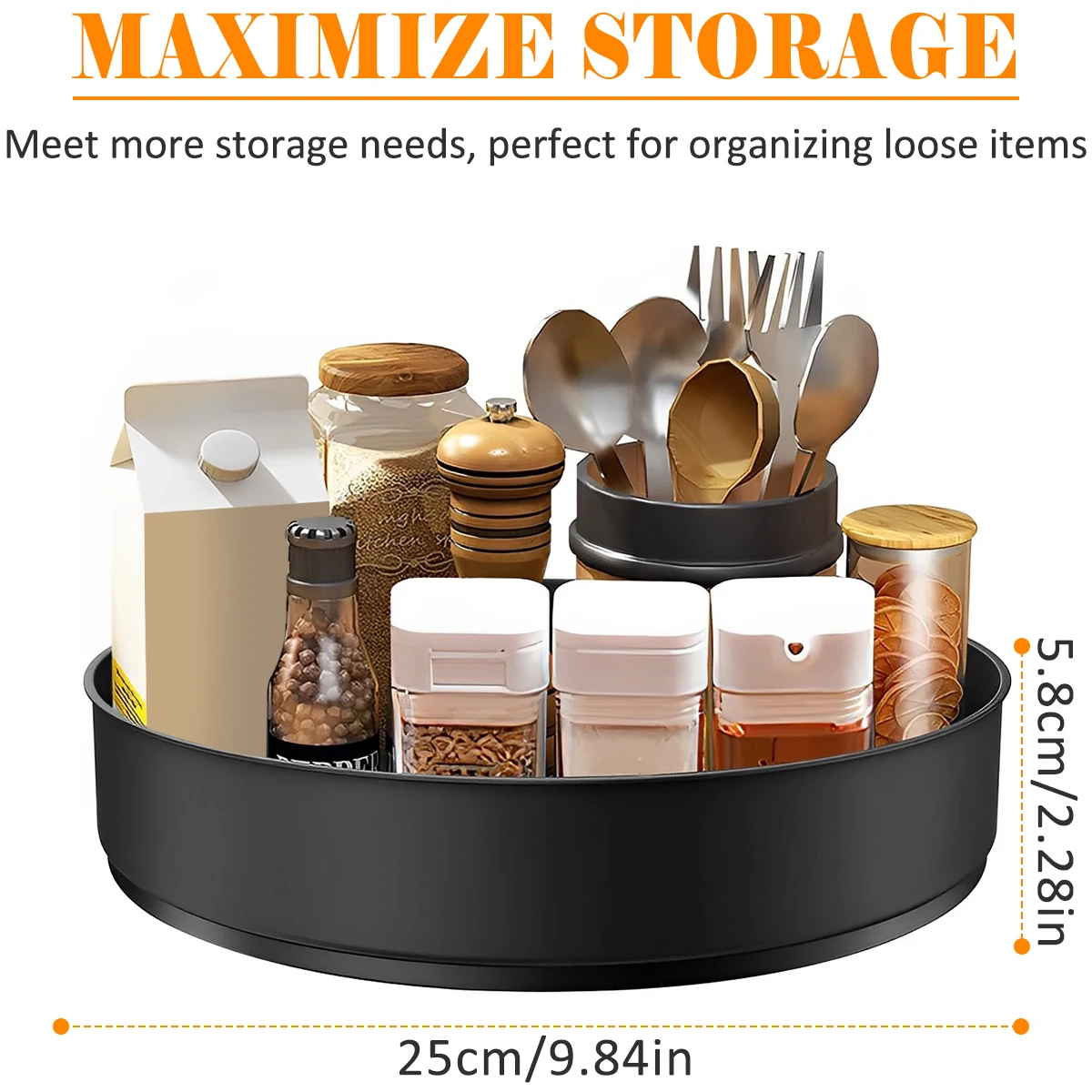 Stainless Steel Layer Turntable Organizer Multifunction Kitchen Storage Decorative Trays Rotating Spice Rack Kitchen Accessories 3