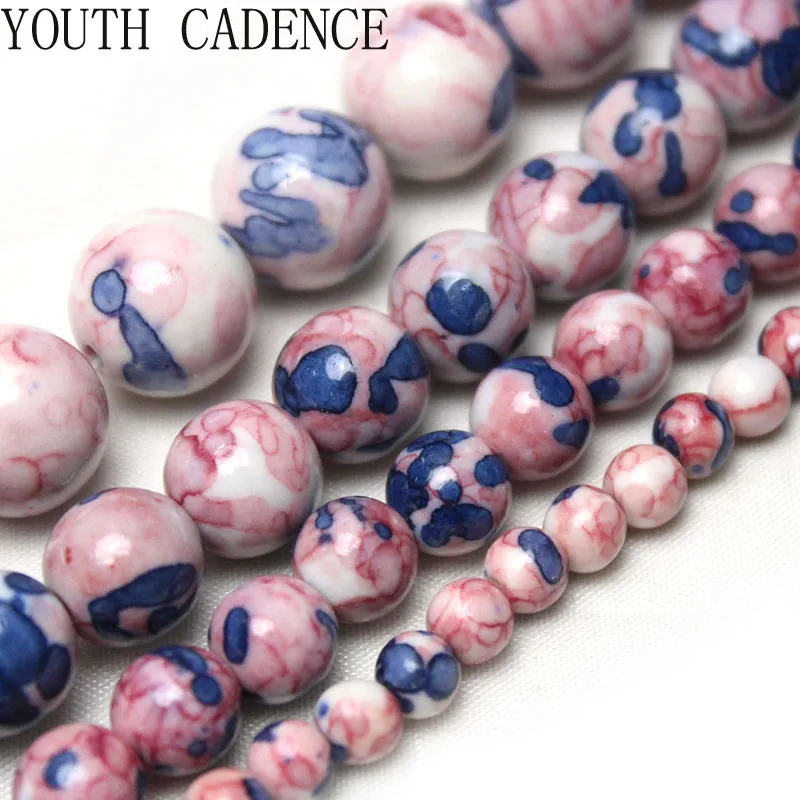 

Natural Pink Black White Rain Jaspers Stone Round Loose Spacer Beads For Jewelry Making DIY Bracelet 4/6/8/10/12mm Wholesale