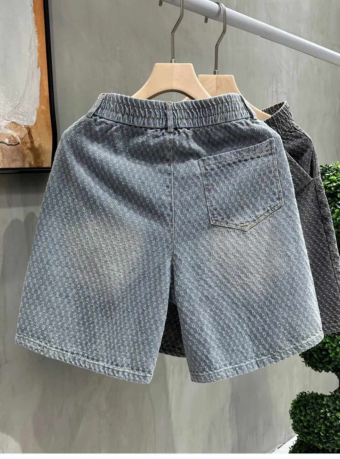 Men's Denim Shorts - Retro Jacquard Washed Casual Summer Five-Minute Pants