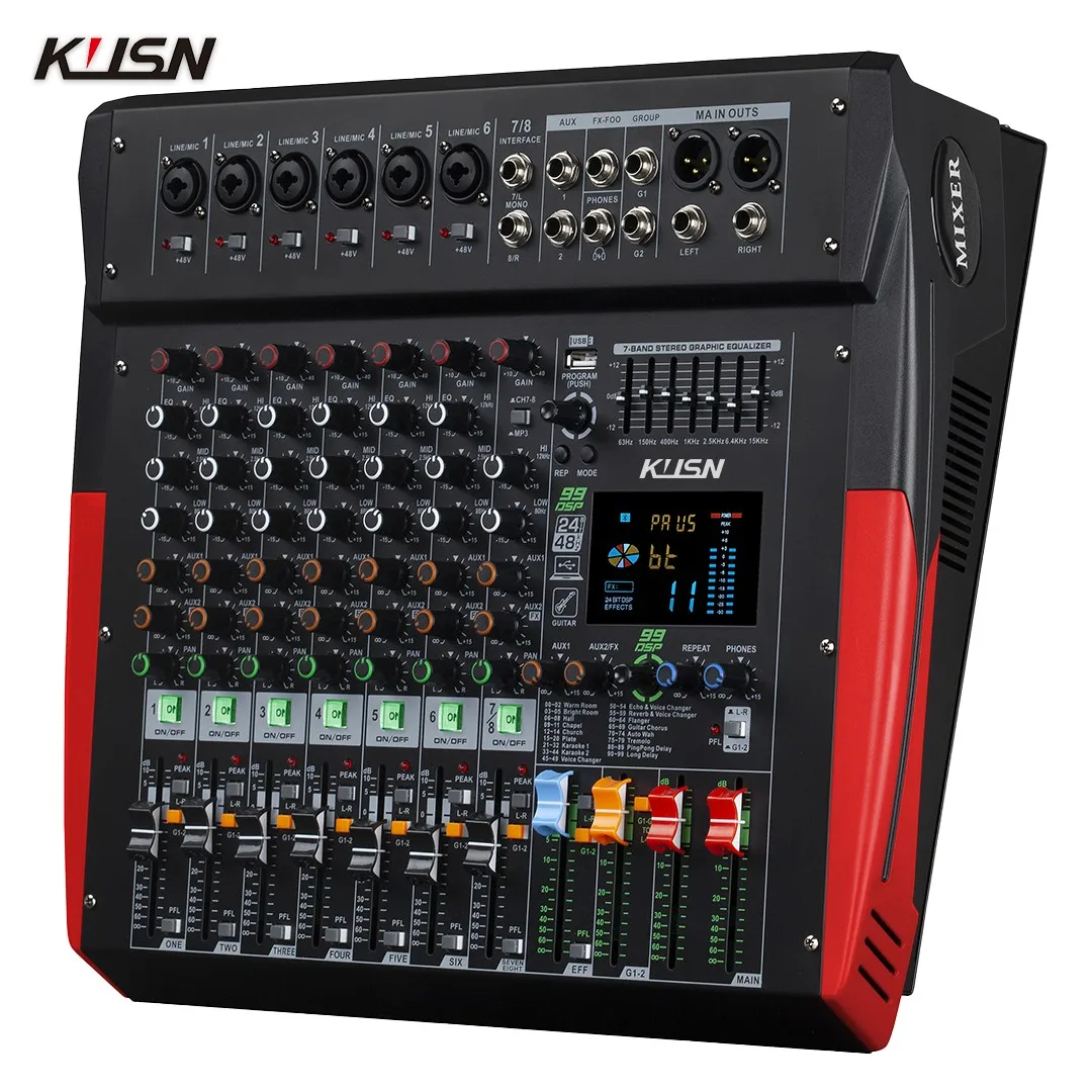 8 Channel 99 DSP Amplifier Mixer Bluetooth USB Digital Professional Powered Audio Mixing Console Soundcraft Sound Mixer