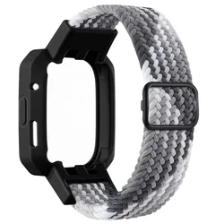 Sport Nylon Watch Strap and Case - Replacement Smart Accessories for MI watch lite 2 (Black gray)