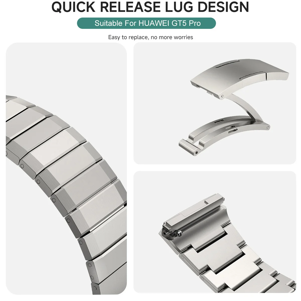 Luxury Titanium Alloy Strap for Huawei Watch GT5 Pro - Premium Metal Bracelet Band