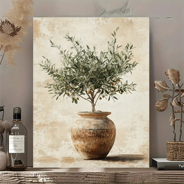 Chic Olive Tree Canvas Wall Art – Unframed Waterproof Print 1