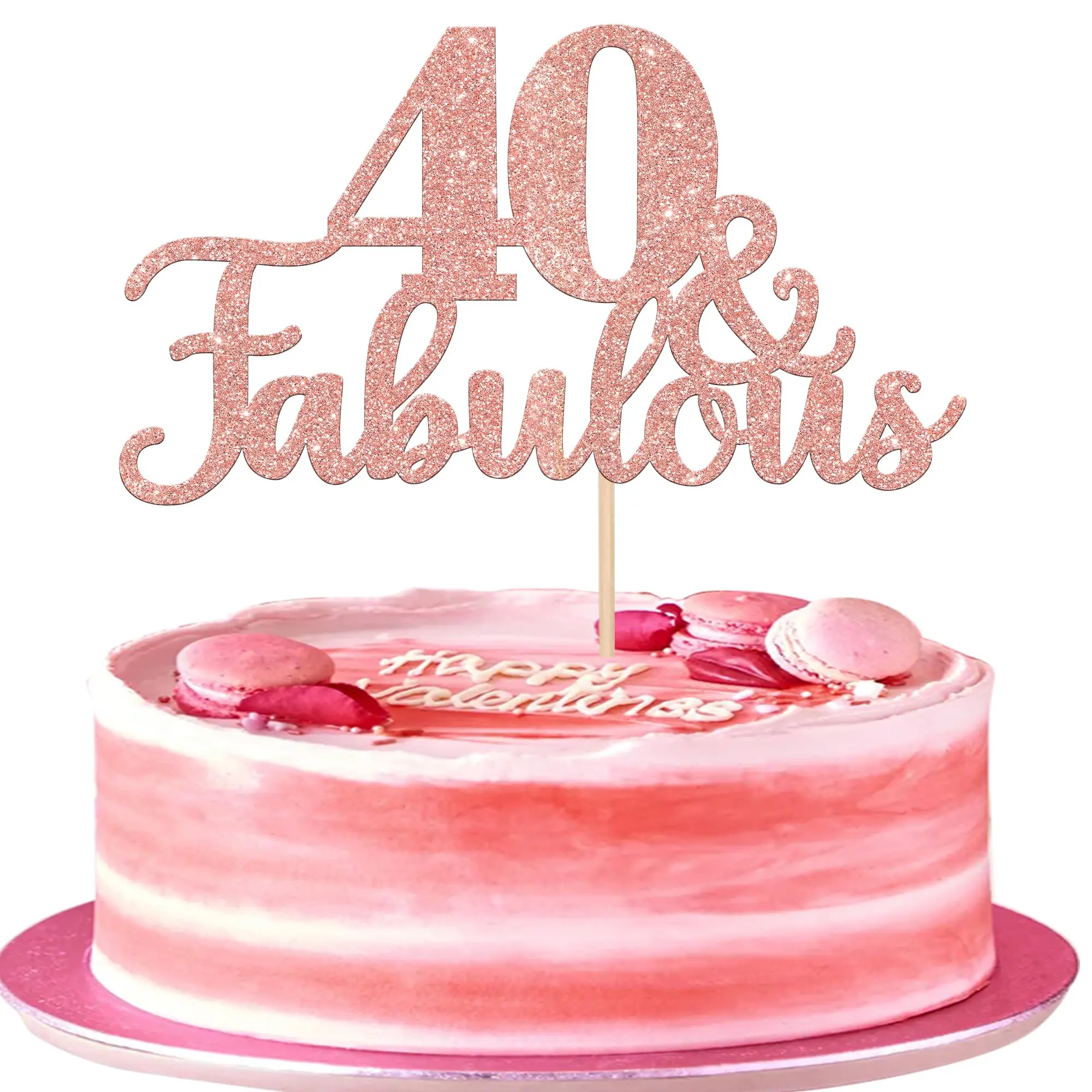 1 Stück 40 & Fabulous Cake Topper Roségold 40 Geburtstag Jahrestag Kuchen Topper für 40. Geburtstag Kuchen Dekorationen Zubehör