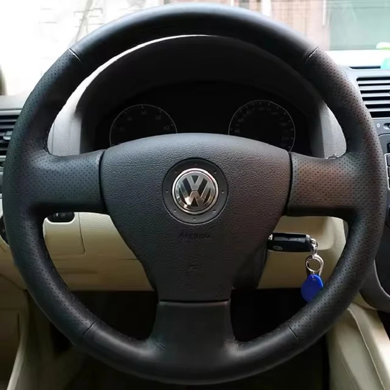 Handgenähtes Mikrofaser-Leder-Lenkradbezug-Geflecht für Volkswagen Old Magotan 2008–2009 Polo Jetta Bora