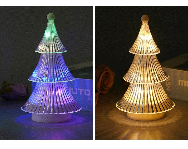 Battery Powered Christmas Tree Night Light, LED Mini Desk Lamp for Bedroom Decor, Gift for Xmas Holiday