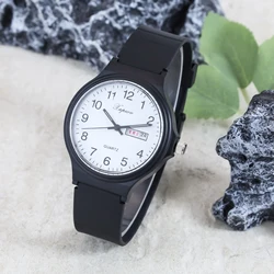 Versatile Dual Calendar Silicone Sports Watch - Waterproof Back - to - School Gift - No (WHITE)