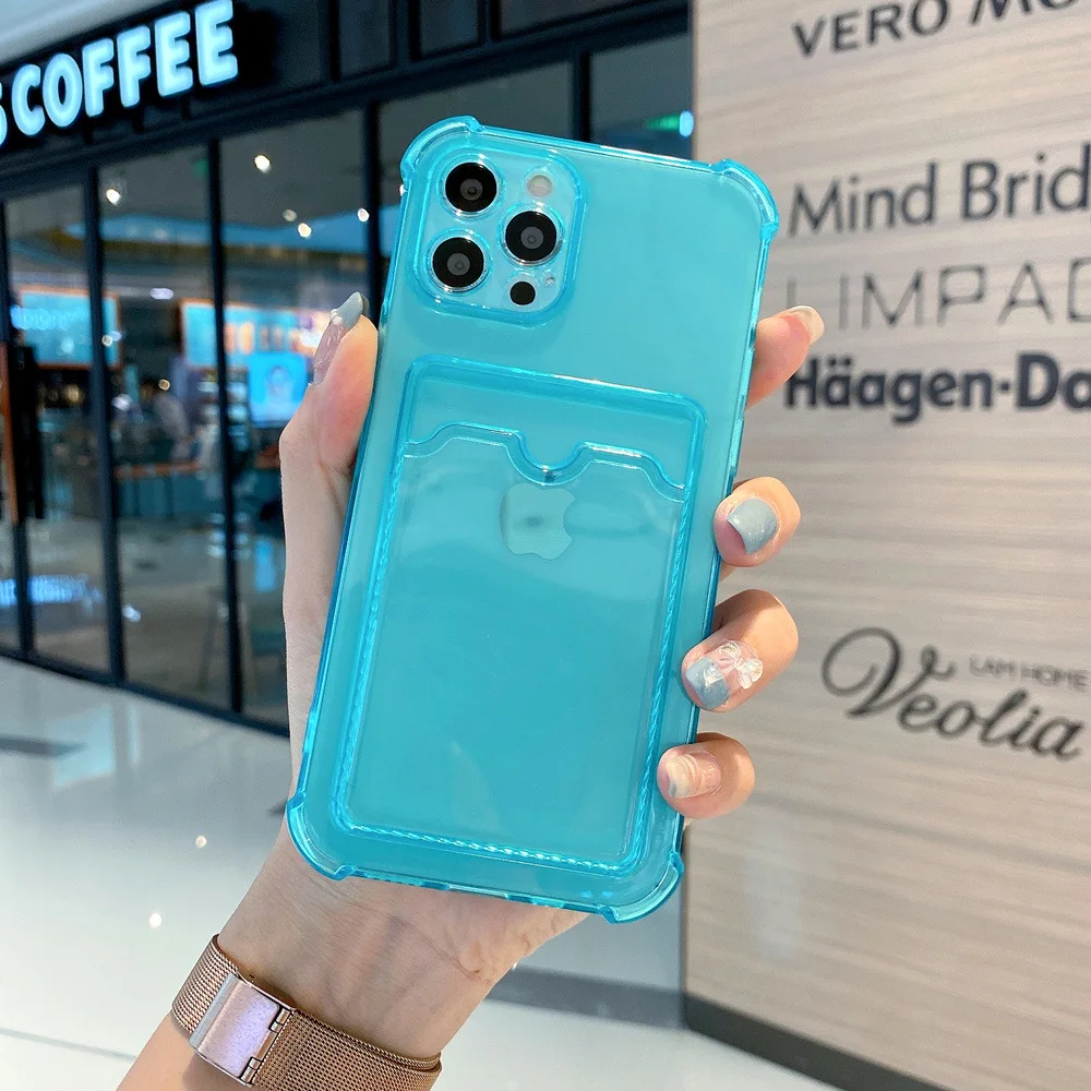 Transparent Shockproof Soft Bumper Phone Case with Clear Card Holder
