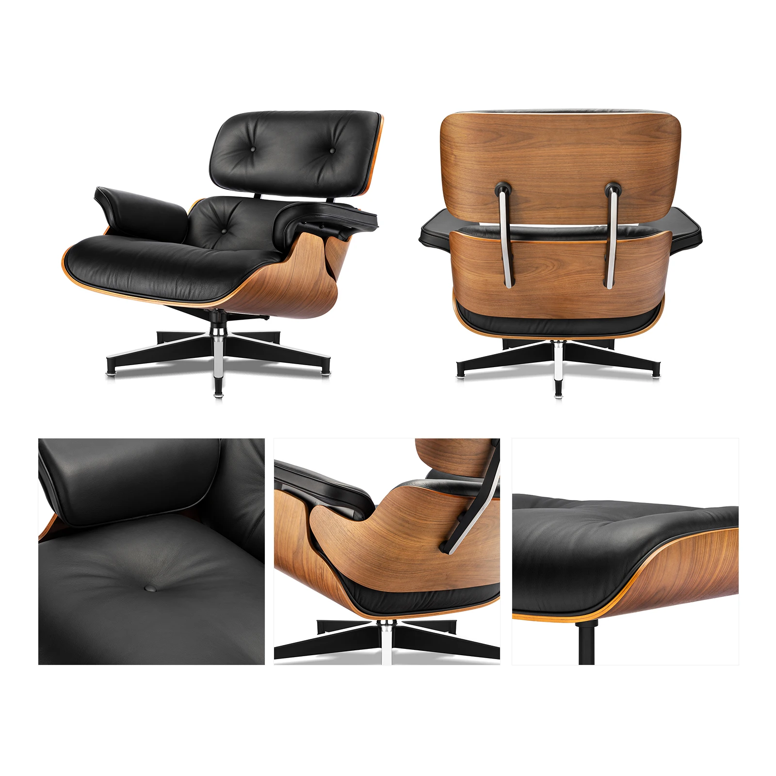 CORX Designs - Eames Mid-Century American Lounge Chair and Ottoman by Herman Miller | Genuine Leather | Walnut & Palisander Wood - Review