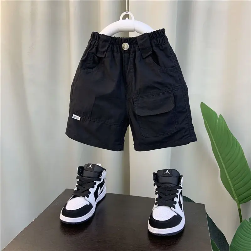 Boys Shorts Summer High Waist Solid Color Half Pants Kids Boy Casual Loose Cargo Shorts 2-10Years Old