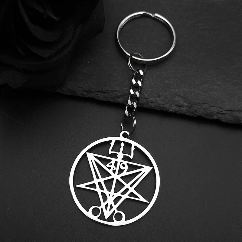 Lucifer Sigil Stainless Steel Keychain - Occult Symbol Key Ring Jewelry