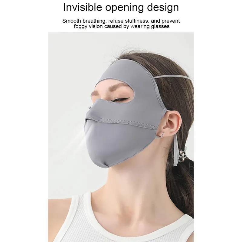 Full Face UV Protective Mask Fashion Simple Solid Breathable Soft Stretch Hanging Ear Type